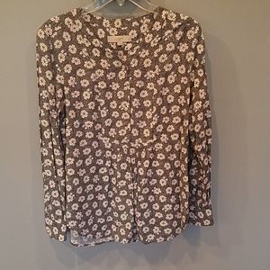 LOFT black and white floral blouse